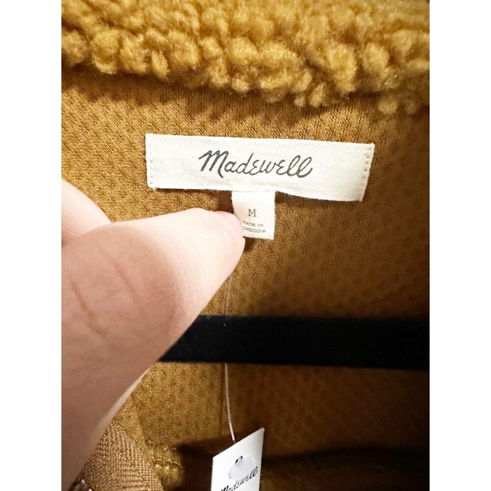 Madewell Womens Faux Shearling Half Zip Pullover Long‎ Sleeve Dried Cedar Medium - Picture 5 of 5